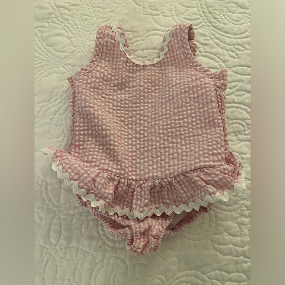 Funtasia Too! Pink Check‎ Seersucker Swimsuit 9 mos